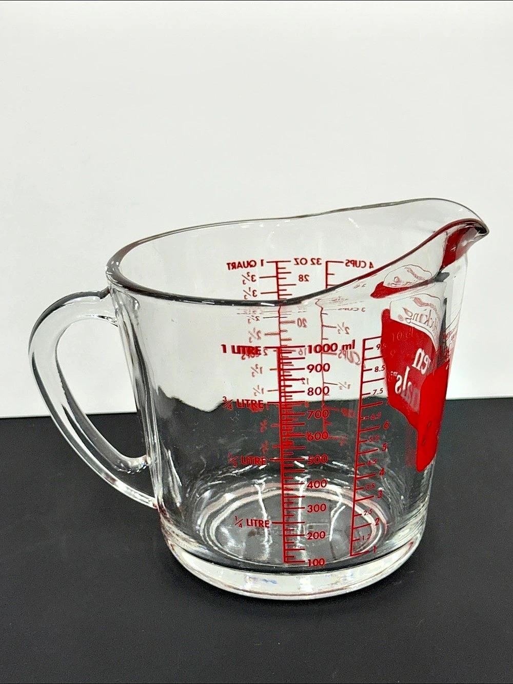 Anchor Hocking 4-Cup Glass Measuring Cup Red Markings